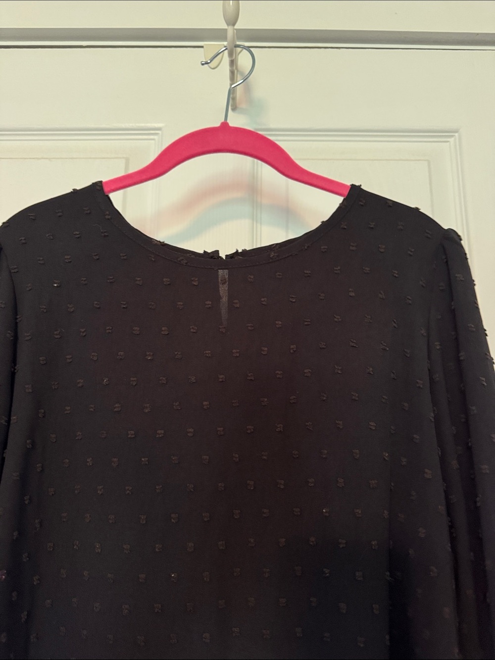 SHEIN Black Long Sleeve Swiss Dot Shift Dress - Picture 5 of 7